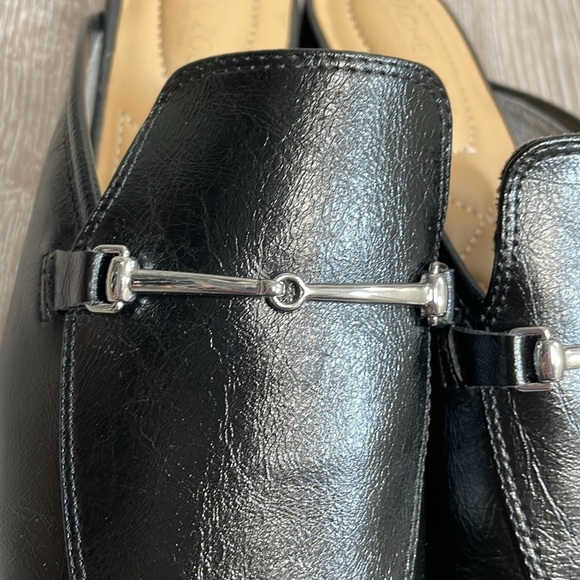 NWOT Rachel Zoe Alani Black Almond Toe Slip On Mule Loafer Silver Toe Accent 8 - Picture 15 of 16
